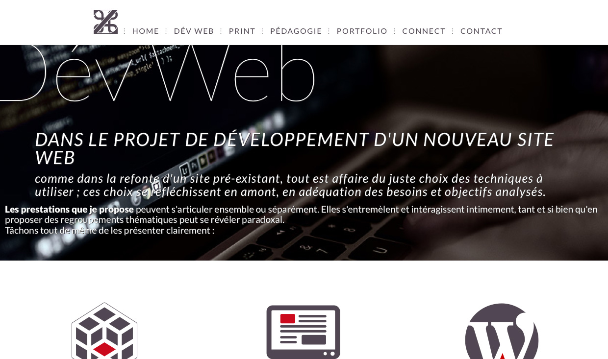 Page de présentation du Développement Web du site www.pomzed.fr